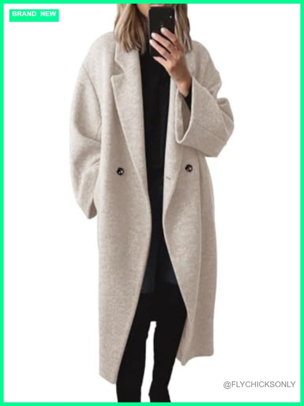 Women's Oversized Wool Blend Pea Coat Double Breasted Notch Lapel Winter